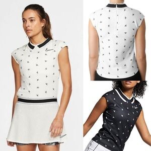 NWT women Nike white bee sleeveless polo top size medium tennis pickleball golf